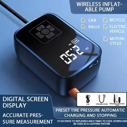 Wireless Portable Tire Inflator – Cordless Air Pump for Car, Bike & More