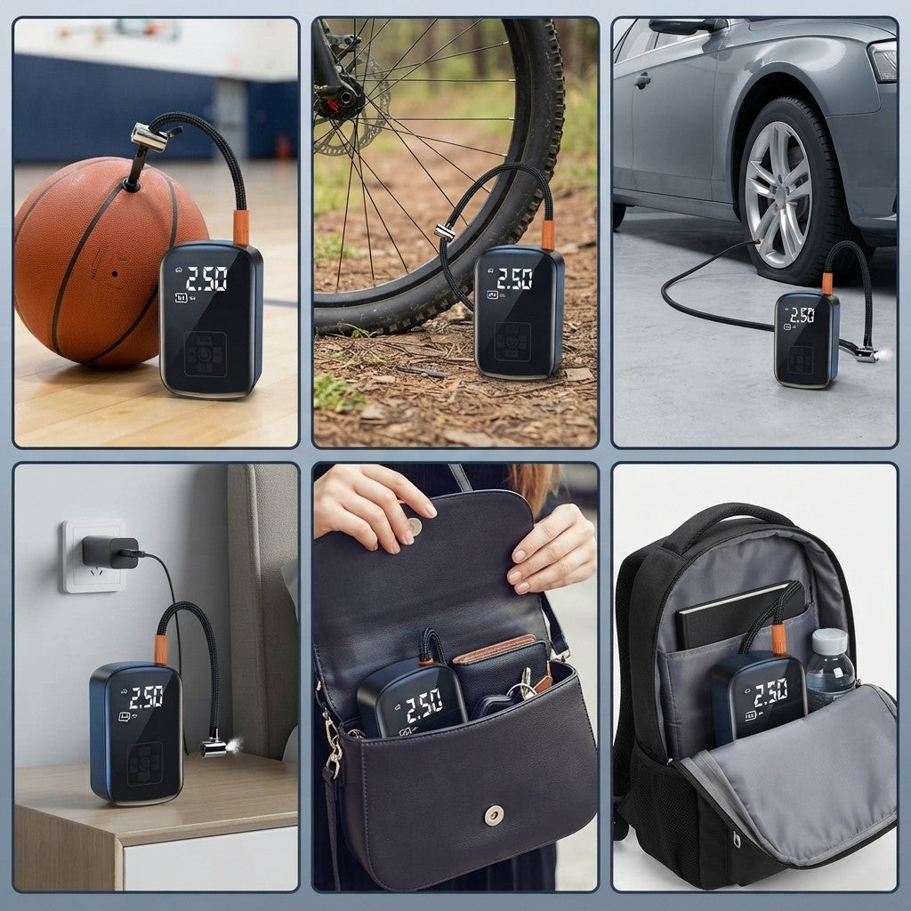Wireless Portable Tire Inflator – Cordless Air Pump for Car, Bike & More